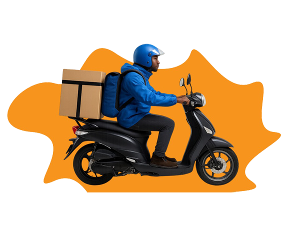 Illustration livreur en scooter